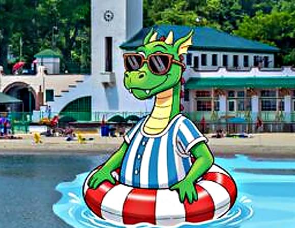 coaster floating in inner tube